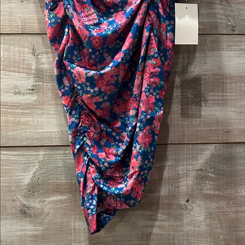 NWT For Love And Lemons Annie midid Floral Long Sleeve Dress in cobalt Blue XS/S - Picture 9 of 15
